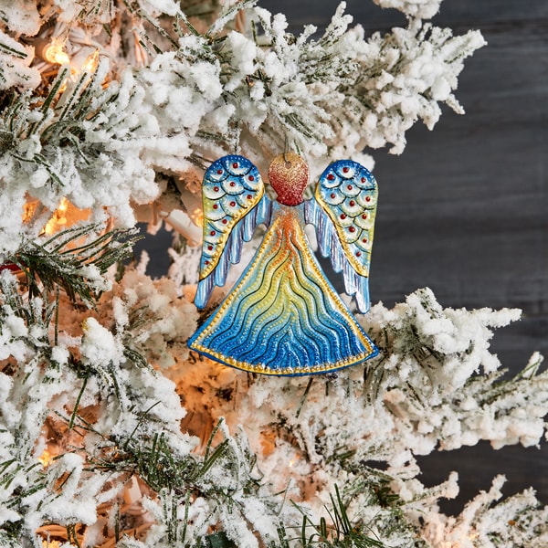 Handmade Steel Drum Painted Angel Ornament Art (Haiti)