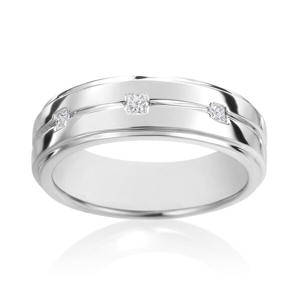 SummerRose, 14k White Gold Diamond Men's Ring 1/7ct TDW