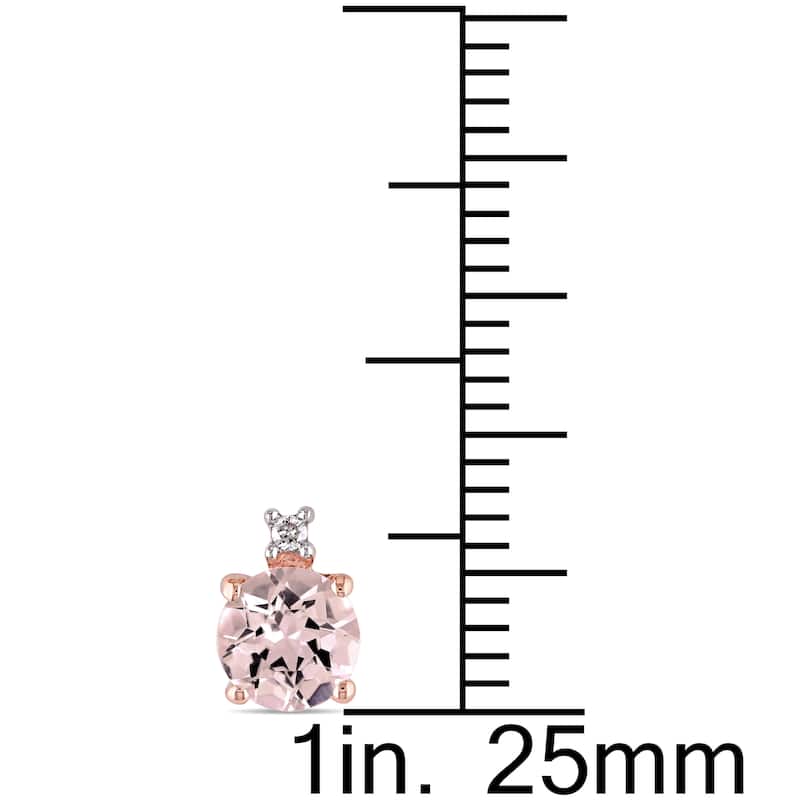 Miadora 10k Rose Gold Morganite and Diamond Accent Stud Earrings - Pink