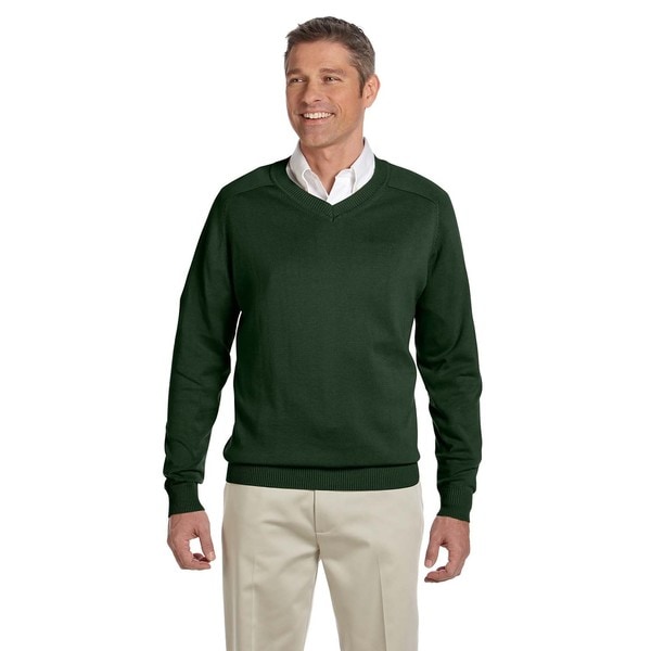 Men's Forest Green Cotton Big and Tall V-neck Sweater - Free Shipping ...