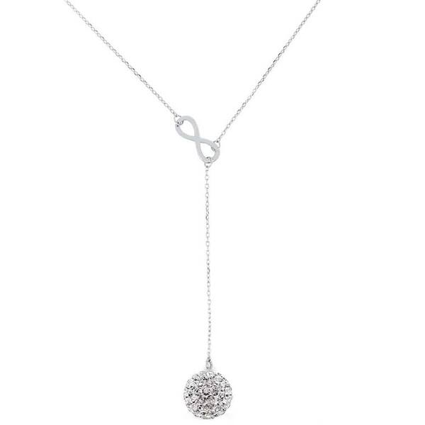 Designer Inspired 925 Sterling Silver Necklace w/ Double Heart INFINITY Pendant
