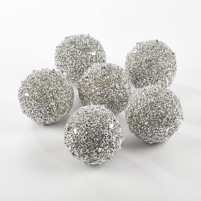 Decorative Sphere - Set of 6 - Silver