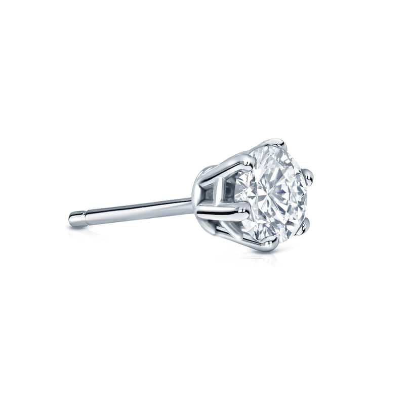 Auriya 14k Gold 1/3ct TDW Round 6-Prong SINGLE STUD (1) Diamond Earring