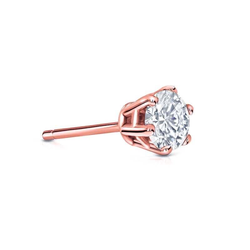 Auriya 14k Gold 1/3ct TDW Round 6-Prong SINGLE STUD (1) Diamond Earring