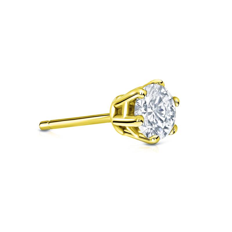 Auriya 14k Gold 1/3ct TDW Round 6-Prong SINGLE STUD (1) Diamond Earring