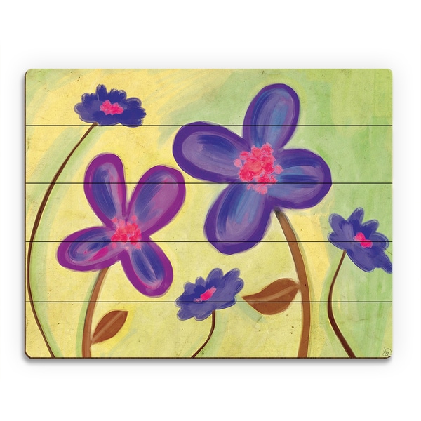 Purple Wild Flowers Wall Art on Wood