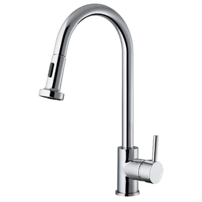 Vanity Art 16-Inch Kitchen Faucet Single Hole and Single Handle Lead-Free Kitchen Faucet (Polished Chrome, Brushed Nickel)