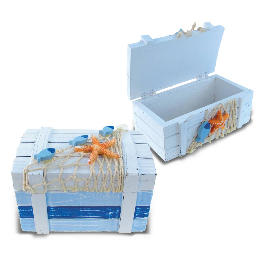 Light Blue Nautical Striped Treasure Boxes (Set of 2)