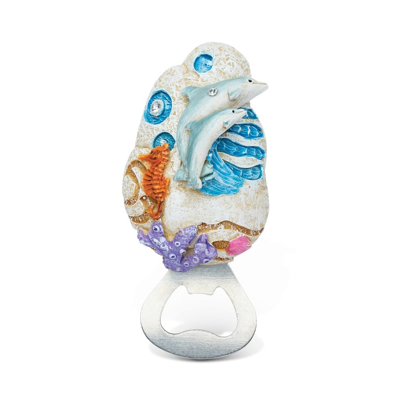 Dolphin Resin Stone Finish Collection with Snow Globe and Magnet Bottle Opener