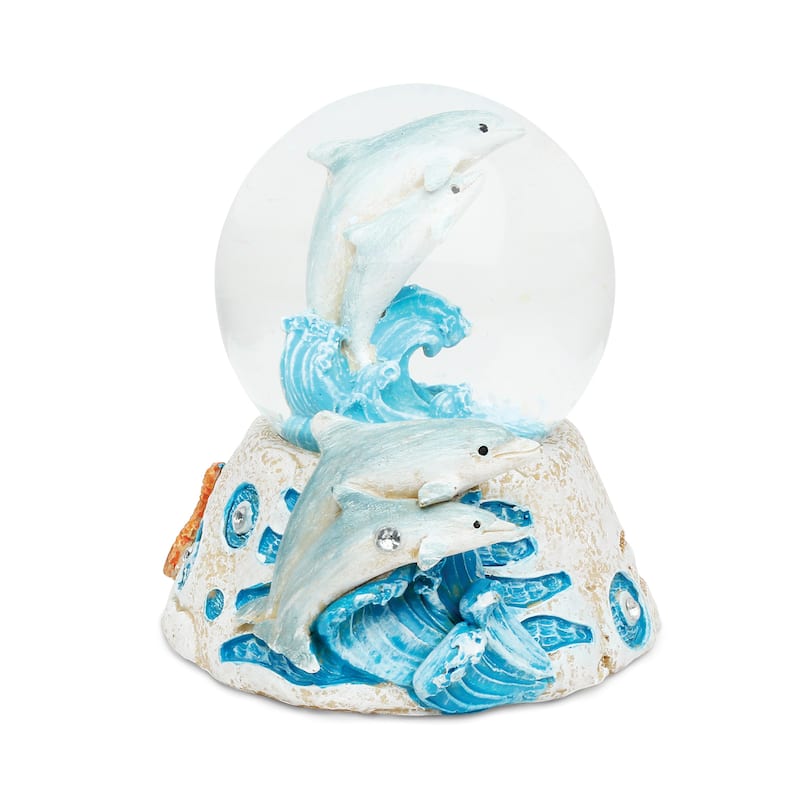 Dolphin Resin Stone Finish Collection with Snow Globe and Magnet Bottle Opener