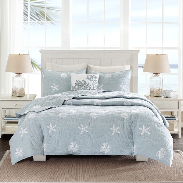 Harbor House Seaside Blue Cotton Coverlet Set