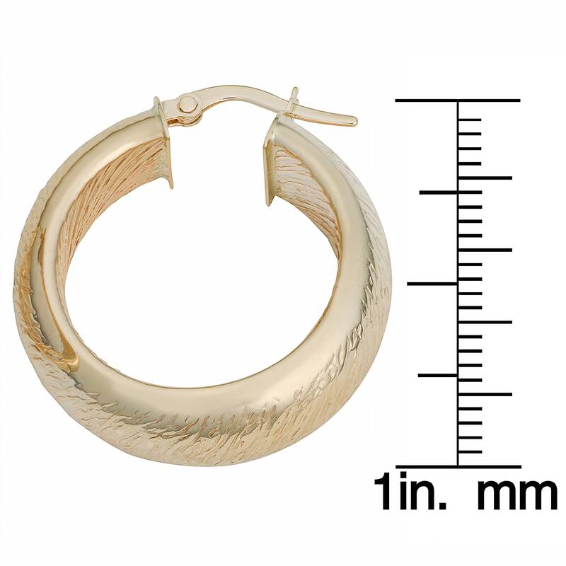 Fremada Italian 14k Yellow Gold 8x20-mm Stone Finished Hoop Earrings
