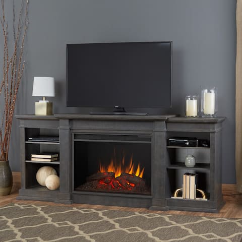 Eliot 81" Grand Antique Grey Media Electric Fireplace by Real Flame