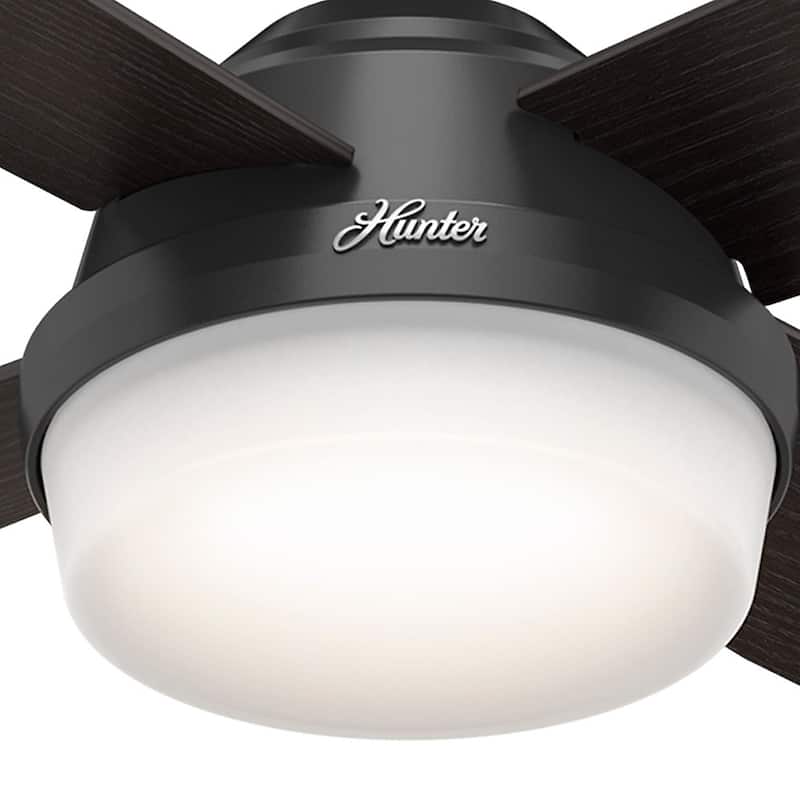 Hunter Fan Dempsey Collection Matte Black Metal and Glass Ceiling Fan with 4 Reversible Blackened Oak/Dark Walnut Blades