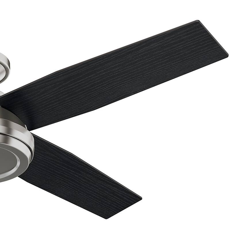 Hunter Fan Dempsey Collection 52-inch Low Profile Brushed Nickel Ceiling Fan with 4 Black/Chocolate Oak Reversible Blades