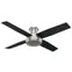 preview thumbnail 1 of 28, Hunter Fan Dempsey Collection 52-inch Low Profile Brushed Nickel Ceiling Fan with 4 Black/Chocolate Oak Reversible Blades