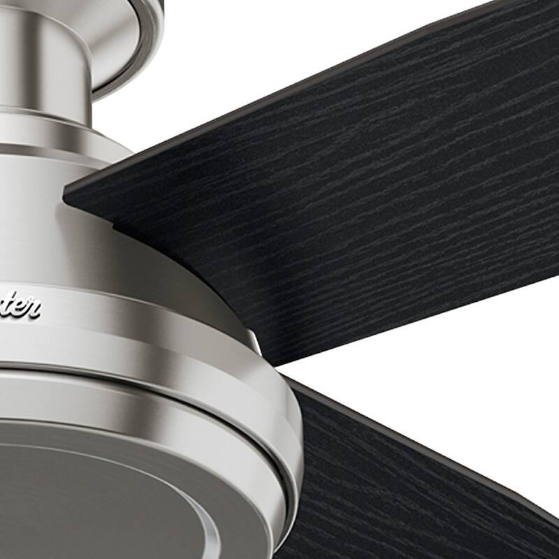 Hunter Fan Dempsey Collection 52-inch Low Profile Brushed Nickel Ceiling Fan with 4 Black/Chocolate Oak Reversible Blades
