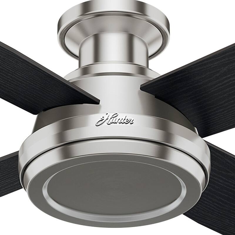 Hunter Fan Dempsey Collection 52-inch Low Profile Brushed Nickel Ceiling Fan with 4 Black/Chocolate Oak Reversible Blades