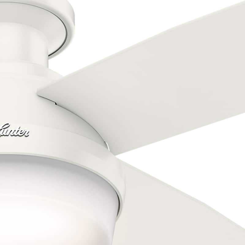 Hunter 52" Dempsey Flush Mount Ceiling Fan w/ LED Light Kit, Handheld Remote - Contemporary, Transitional - Low Profile