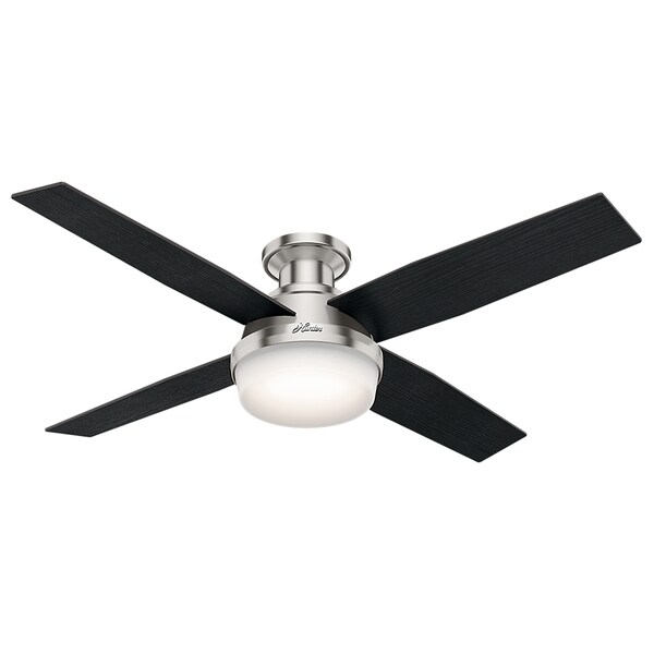 Hunter 52" Dempsey Low Profile Ceiling Fan with LED Light Kit and Handheld Remote - Brushed Nickel