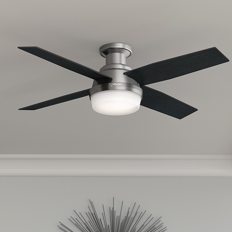 Shop Hunter Fan Dempsey Collection Brushed Nickel Metal And Glass