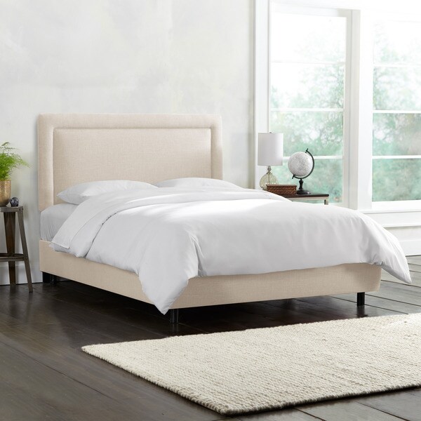 Skyline Furniture Talc Linen Border Upholstered Bed