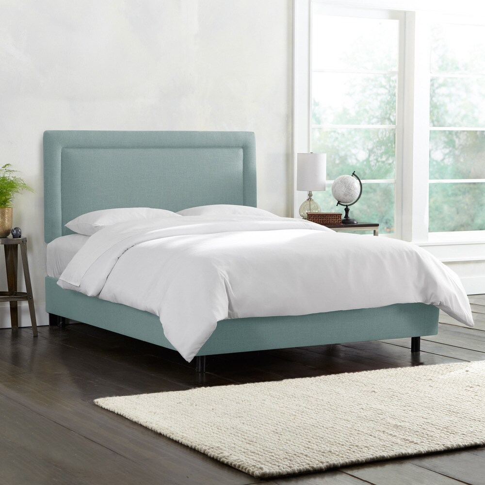 Skyline Furniture  Border Seaglass Green Linen Bed (Full)