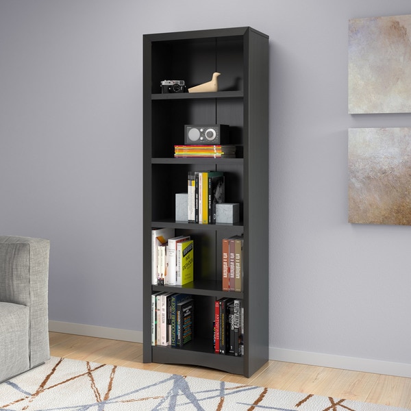 71/" 5 Shelf Bookcase Adjustable Open Shelves CloseBack Storage Wood grain Walnut