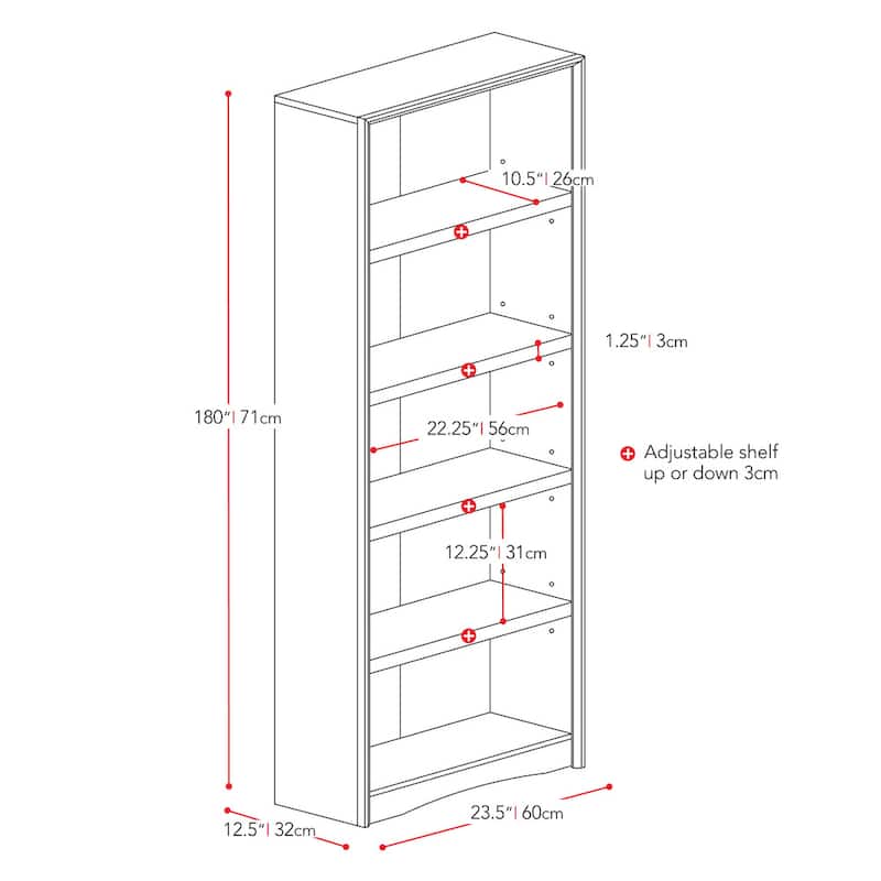 Quadra 71-inch Tall Adjustable Bookcase