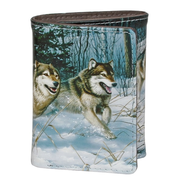 Shop Buxton Wildlife Running Wild Wolves Grey Faux Leather Tri-fold ...