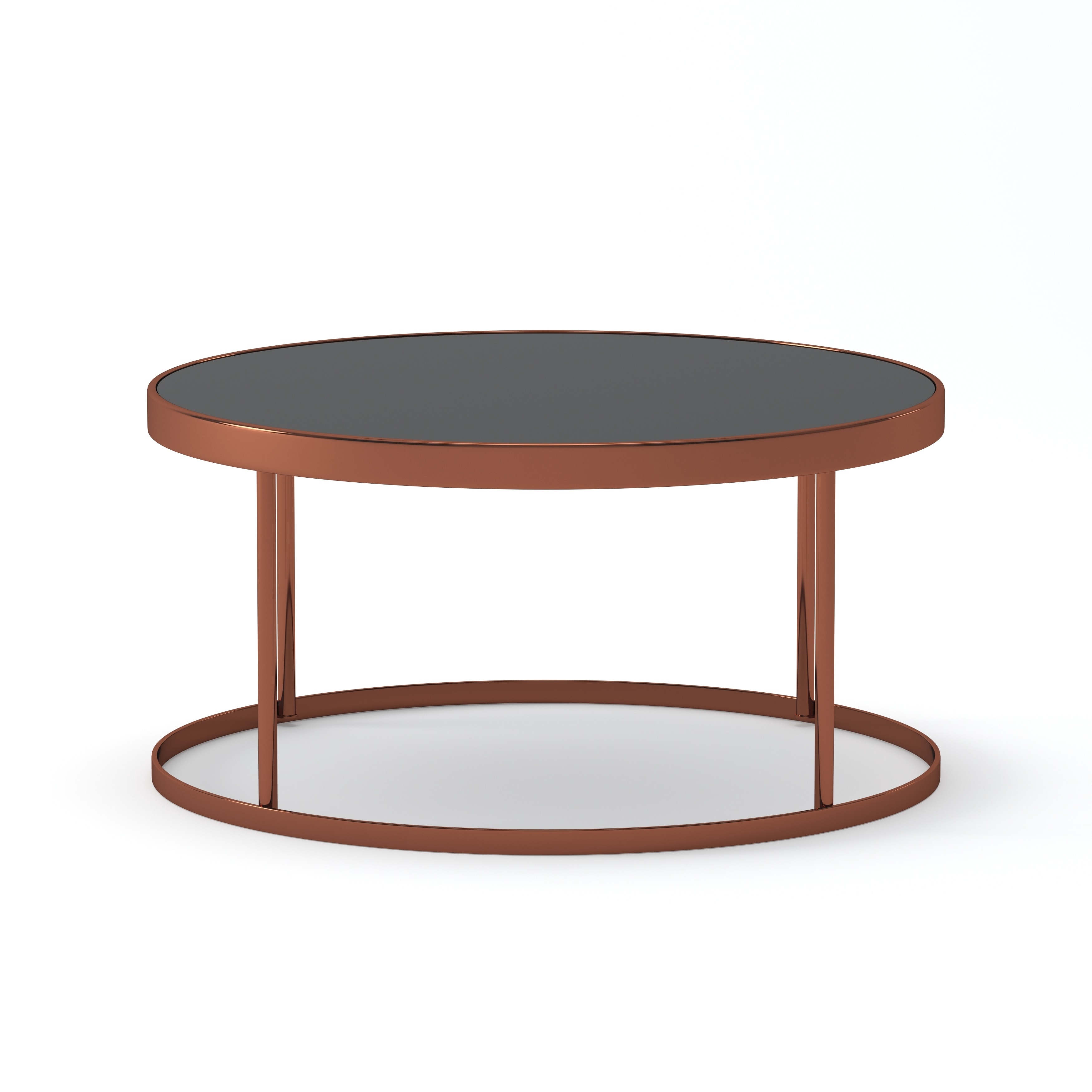 Furniture Of America Rosina Contemporary Rose Gold Black Mirrored Round Coffee Table Furniture Of America Rosina Contemporary Rose Gold Black Mirrored Round Coffee Table