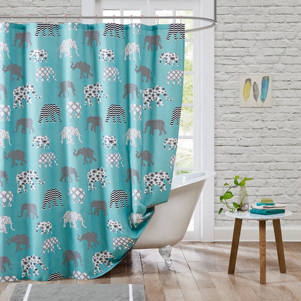HipStyle Henry Aqua 100% Cotton Shower Curtain
