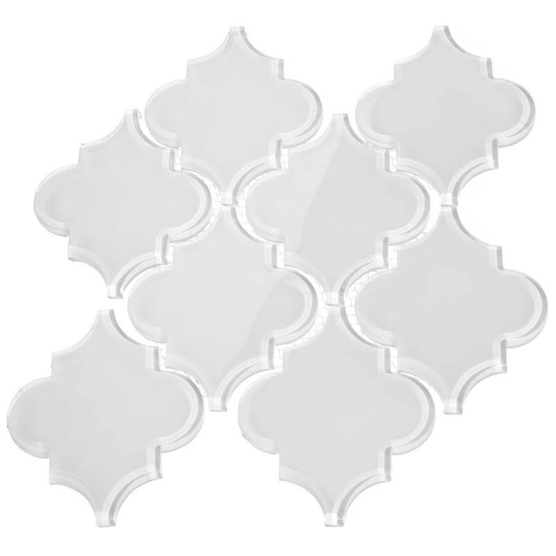 Giorbello White Glass Arabesque Tiles (7 Square Feet) (11 Sheets)