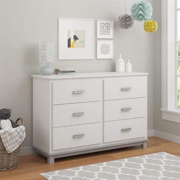 Shop Ameriwood Home Leni White Light Slate Grey 6 Drawer Dresser