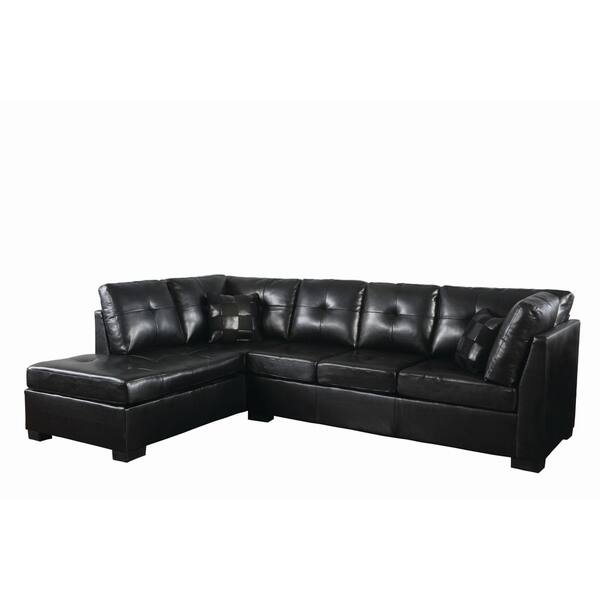 Coaster Company Darie Black Bonded Leather Sectional On Coaster Company Darie Black Bonded