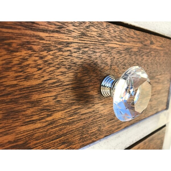 Crystal Diamond Round Cabinet Faceted Cut Glass Cupboard Door Knobs Handles