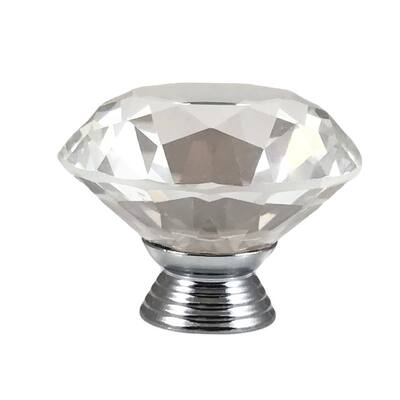 Clear Faceted Crystal Glass Diamond Cut 1.5-inch Knob Pull (Pack of 6)