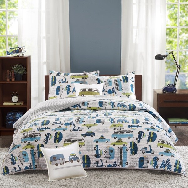 INK+IVY Kids Road Trip Multi Cotton 4-piece Coverlet Set