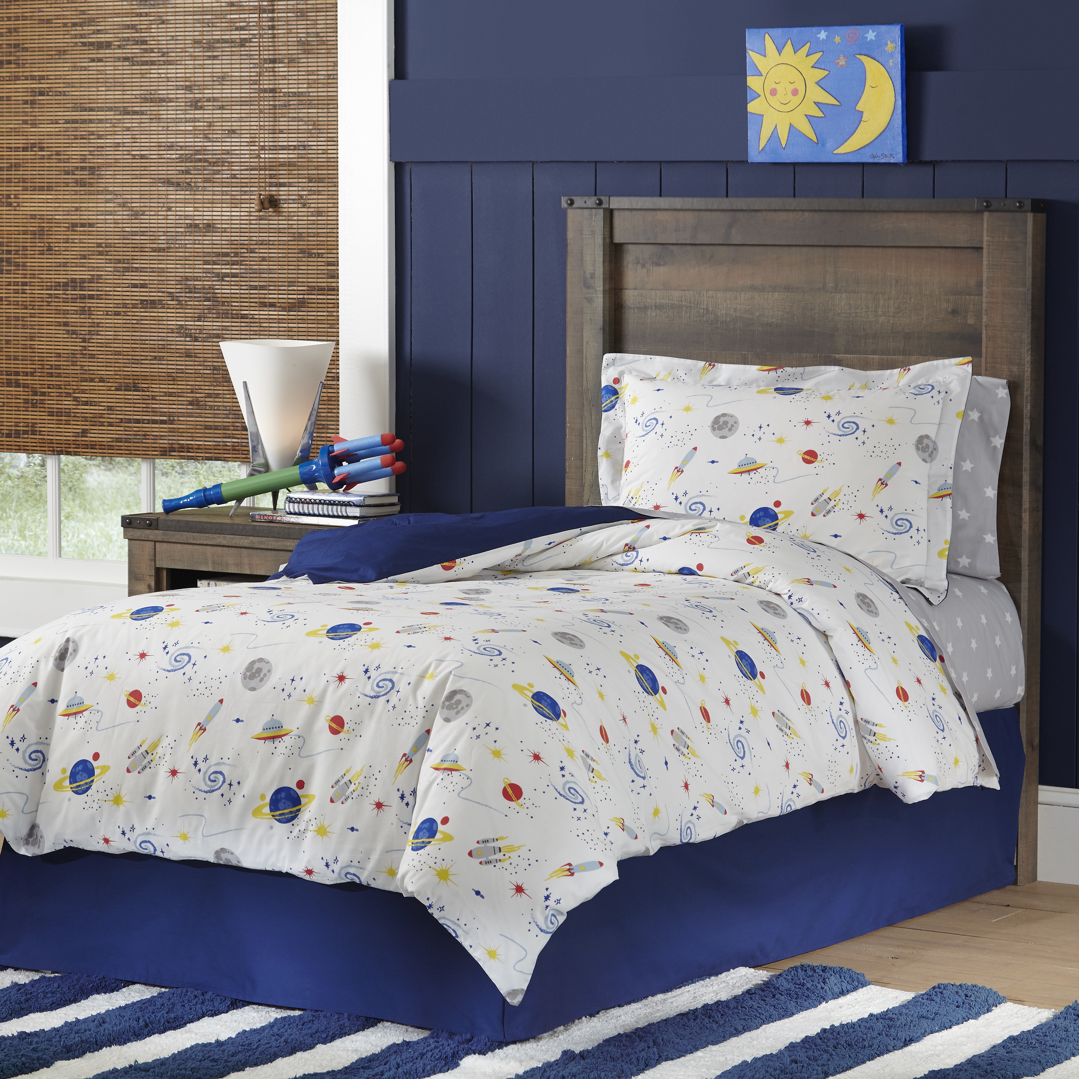 Shop Lullaby Bedding Space Collection Cotton Printed 3 Piece Duvet