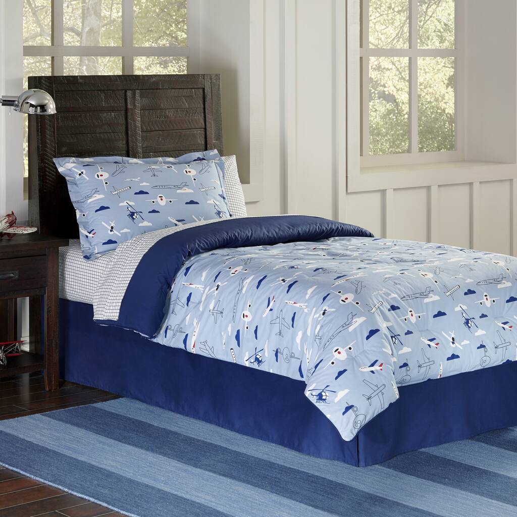 Lullaby Bedding Airplanes Cotton Printed 3-piece Duvet Set