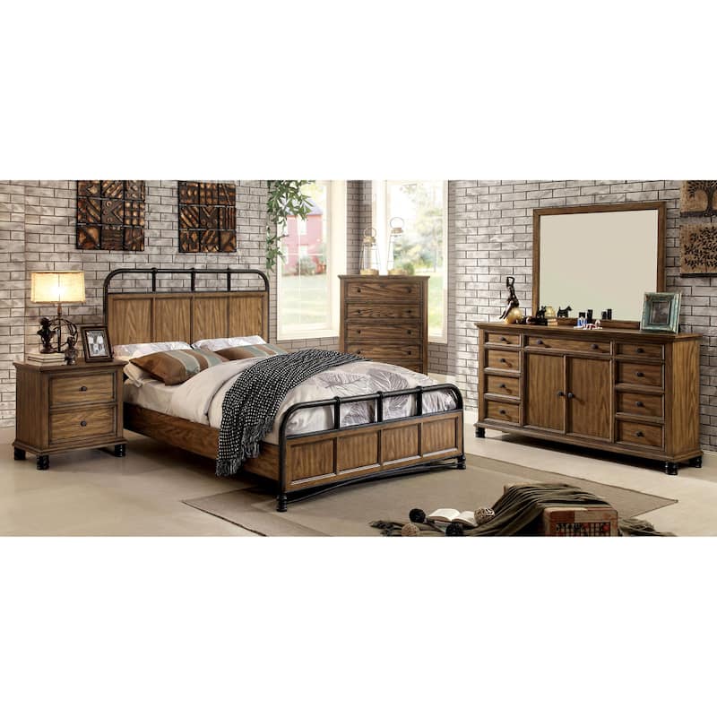 Hivo Transitional Oak Solid Wood 2-Drawer Nightstand by Furniture of America