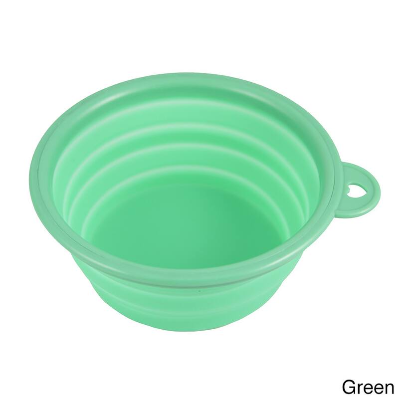 Petcessory Pet Collapsible Silicone Travel Bowl - GREEN