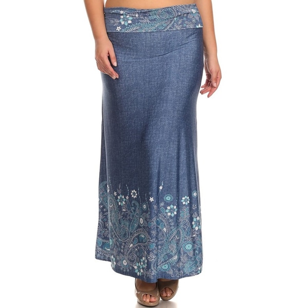 women's plus size denim maxi skirt