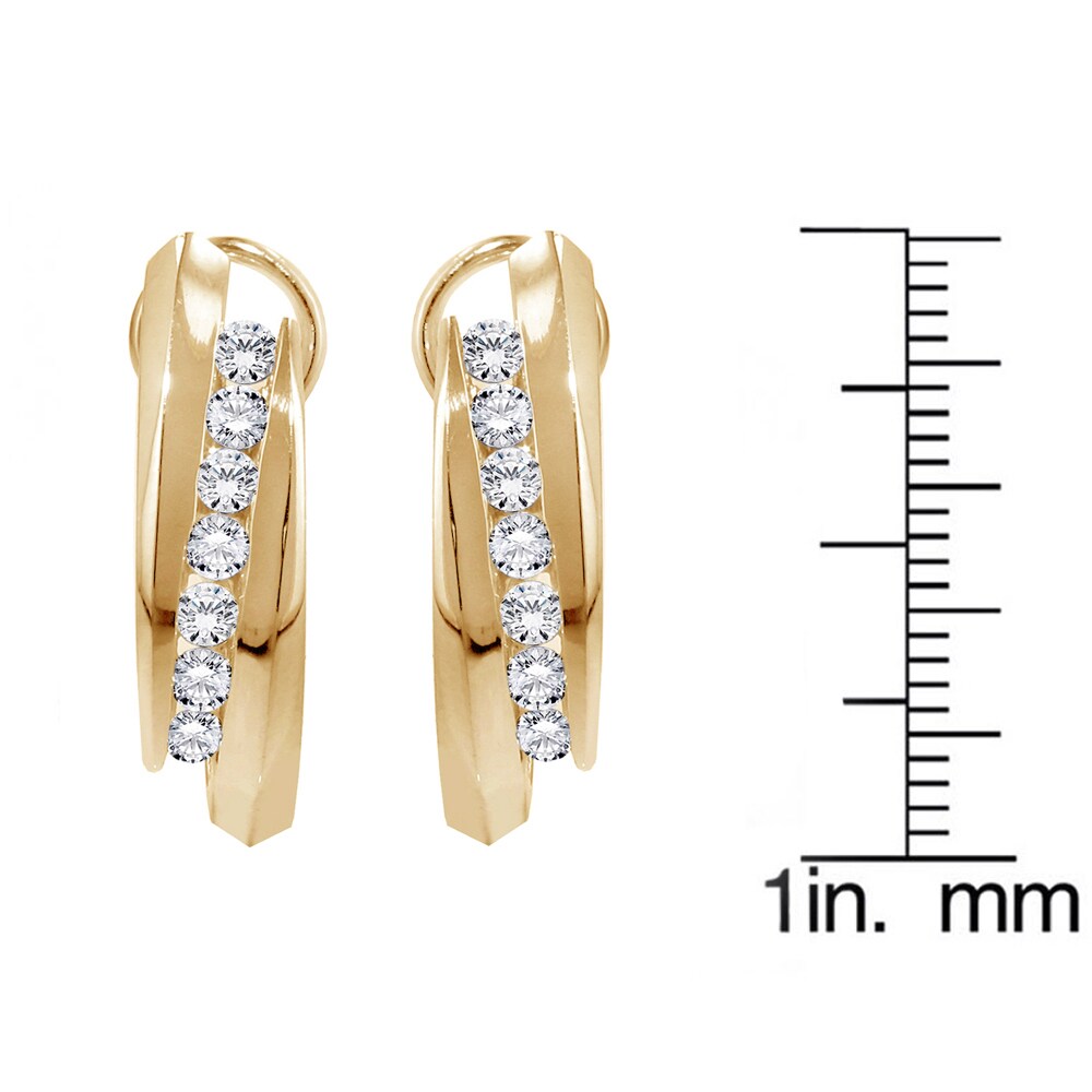 14k/ 18k Yellow Gold 1ct Channel Set Diamond Hoop Earrings