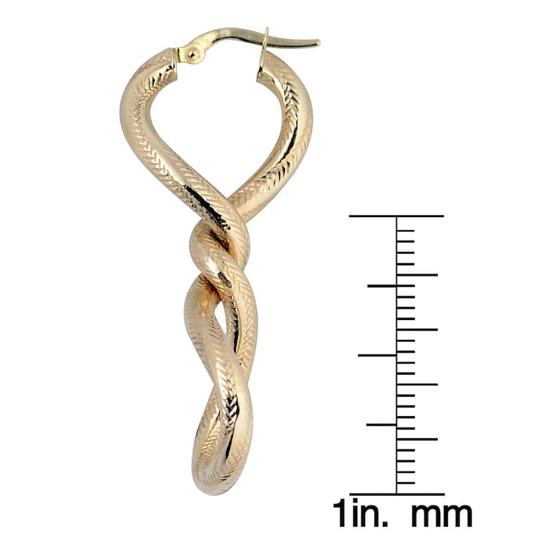 Fremada Italian 14k Yellow Gold Twisted Elongated Hoop Earrings, 1.7"