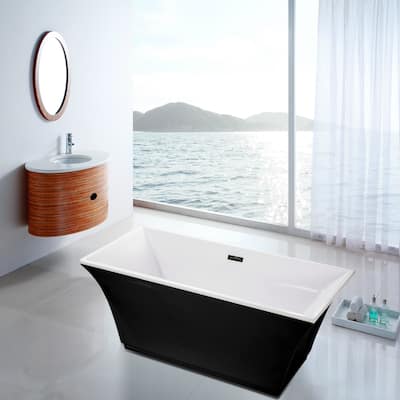 Fine Fixtures Black Acrylic 67-inch Free-standing Bathtub - 66"x 29".5 x 23"