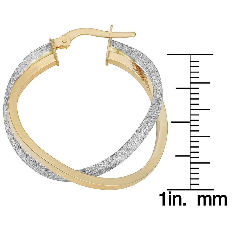 Fremada Italian 14k Two-Tone Gold Overlapping Double Hoop Earrings