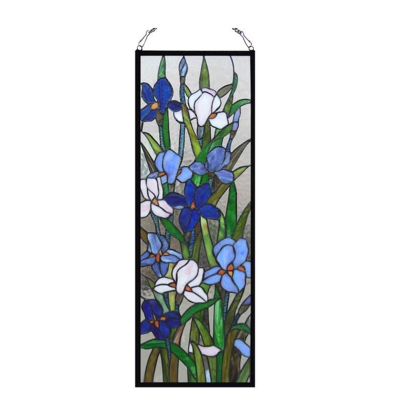 Chloe Tiffany Style Iris Floral Design Window Panel/Suncatcher