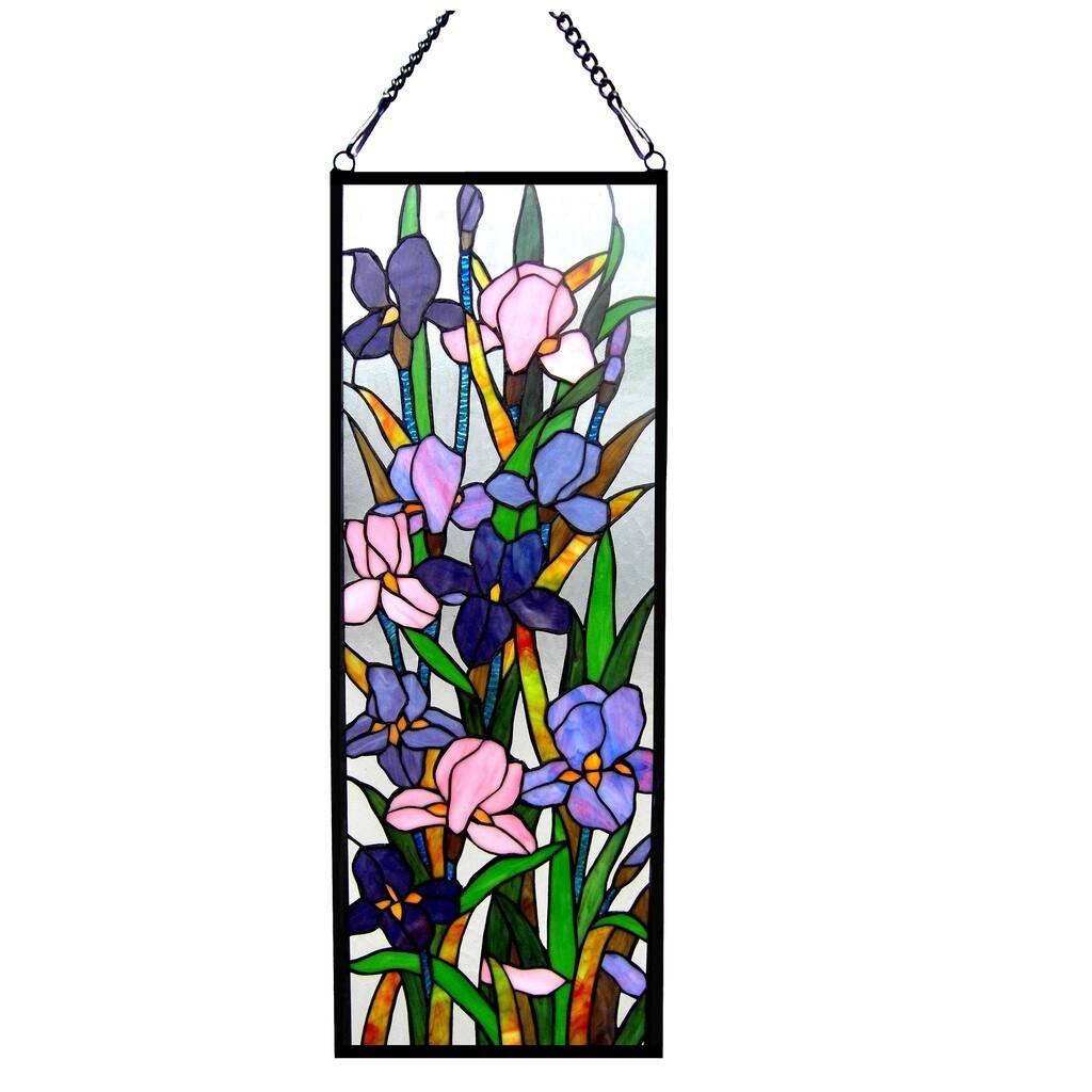 Chloe Tiffany Style Iris Floral Design Window Panel/Suncatcher