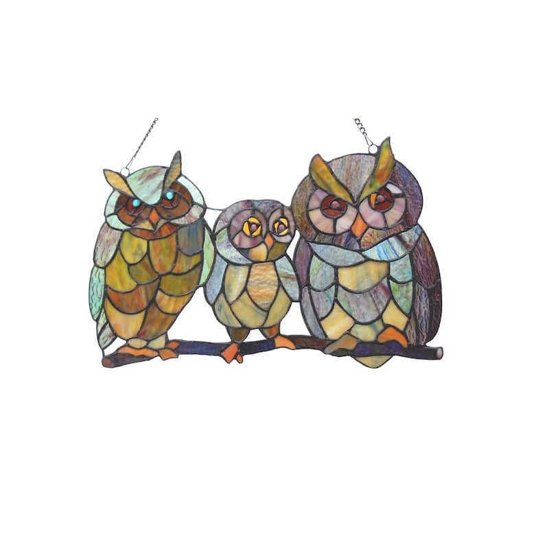 Chloe Tiffany Style Owl Design Window Panel/Suncatcher